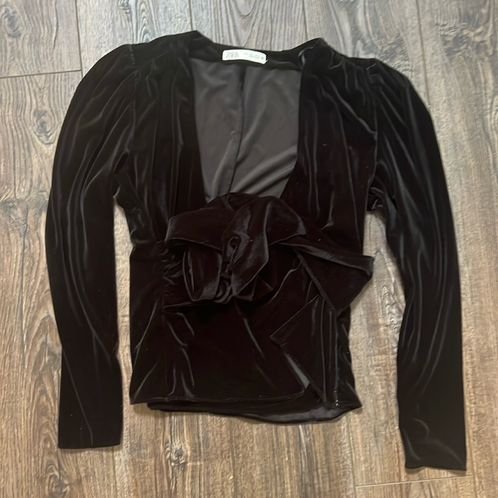 Zara Velvet Wrap Blouse